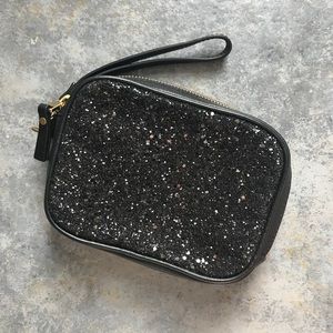 Fossil Black Glitter Wristlet Clutch Bag